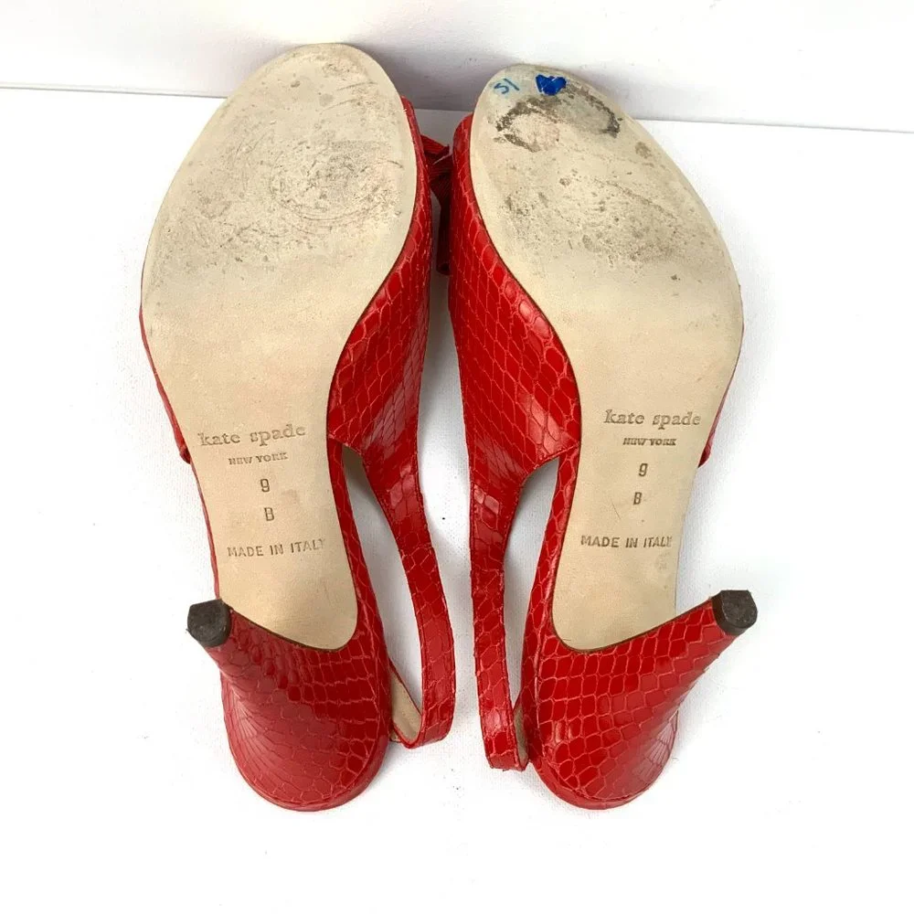 Kate Spade New York Scarlet Red Slingback Heels Pumps Italy Sz 9